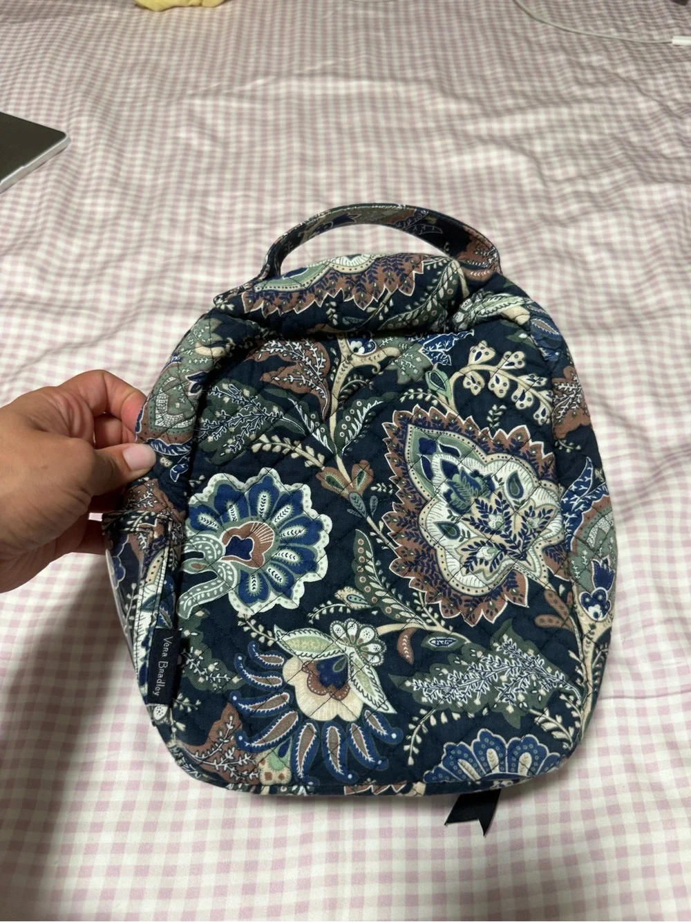 Vera Bradley Quilted Floral Navy Compact Lunch Bag with Top Handle